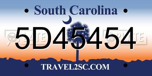 5D45454 South Carolina License Plate