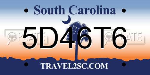 5D46T6 South Carolina License Plate