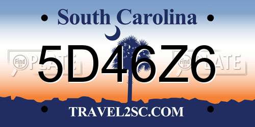 5D46Z6 South Carolina License Plate
