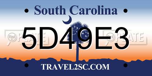 5D49E3 South Carolina License Plate