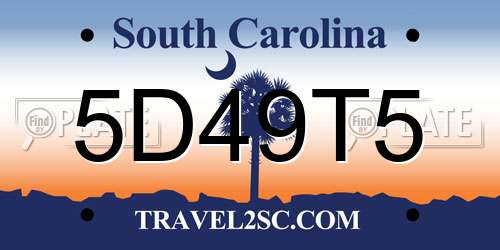 5D49T5 South Carolina License Plate