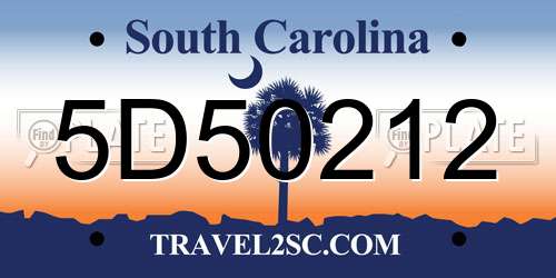 5D50212 South Carolina License Plate