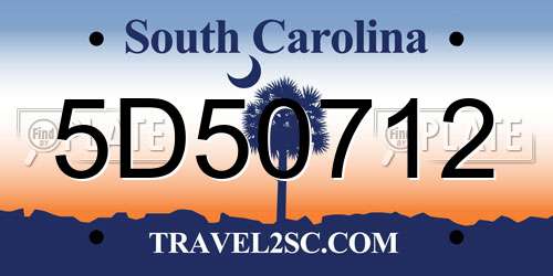 5D50712 South Carolina License Plate