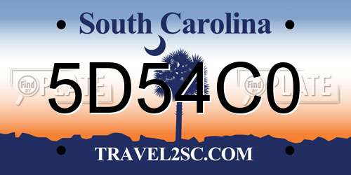5D54C0 South Carolina License Plate
