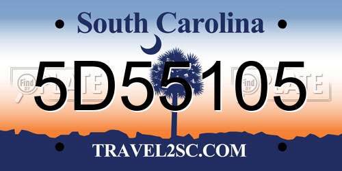 5D55105 South Carolina License Plate