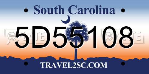 5D55108 South Carolina License Plate