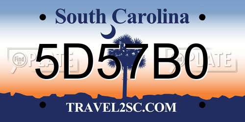 5D57B0 South Carolina License Plate