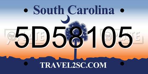 5D58105 South Carolina License Plate