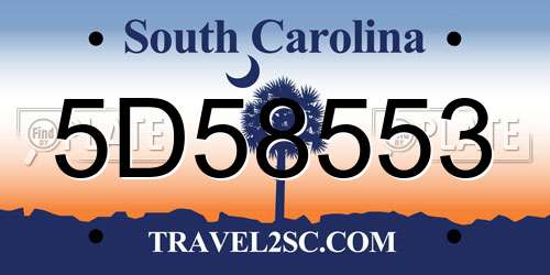 5D58553 South Carolina License Plate