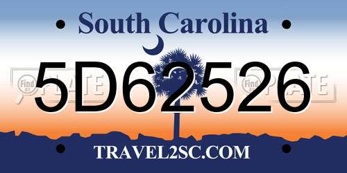 5D62526 South Carolina License Plate
