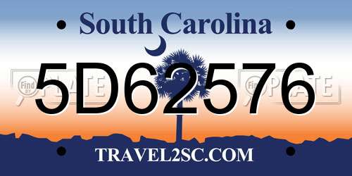 5D62576 South Carolina License Plate