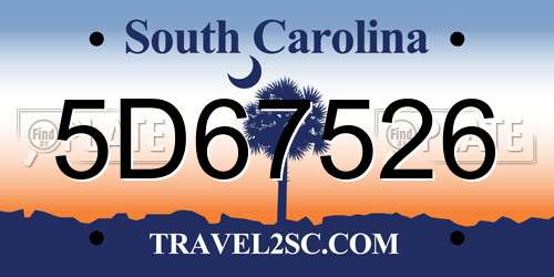 5D67526 South Carolina License Plate