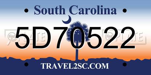 5D70522 South Carolina License Plate