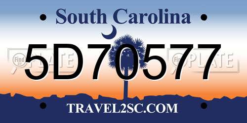 5D70577 South Carolina License Plate