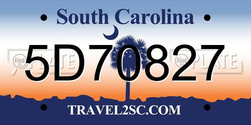 5D70827 South Carolina License Plate