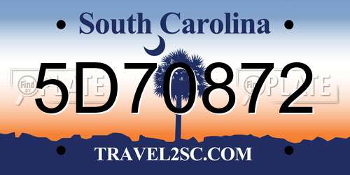 5D70872 South Carolina License Plate