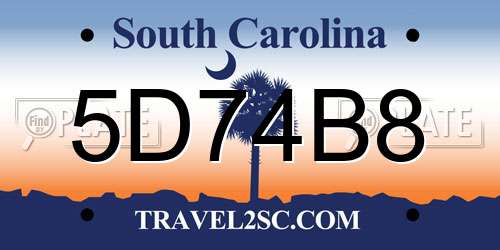 5D74B8 South Carolina License Plate