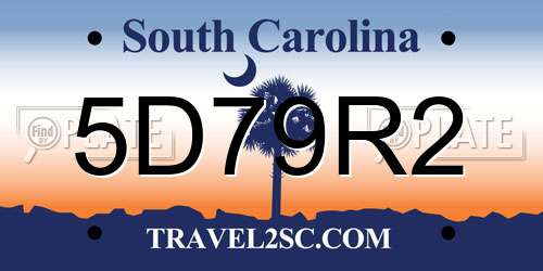 5D79R2 South Carolina License Plate