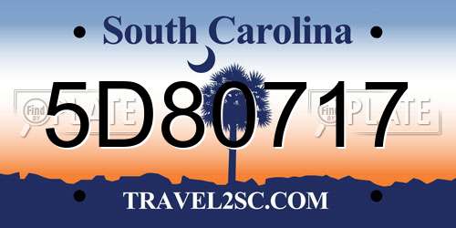 5D80717 South Carolina License Plate