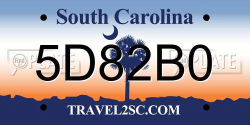 5D82B0 South Carolina License Plate