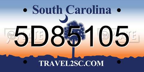 5D85105 South Carolina License Plate
