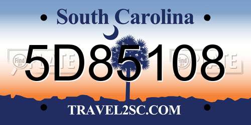 5D85108 South Carolina License Plate