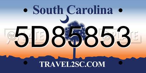 5D85853 South Carolina License Plate