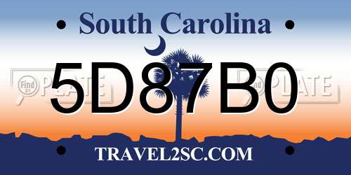 5D87B0 South Carolina License Plate
