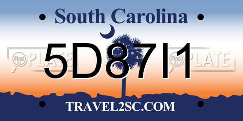 5D87I1 South Carolina License Plate