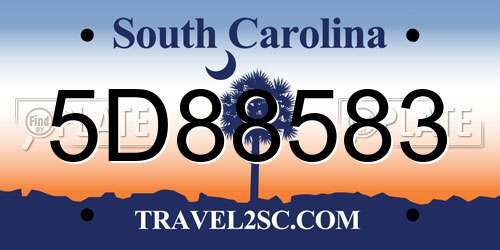 5D88583 South Carolina License Plate