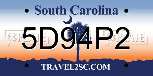 5D94P2 South Carolina License Plate