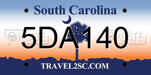 5DA140 South Carolina License Plate
