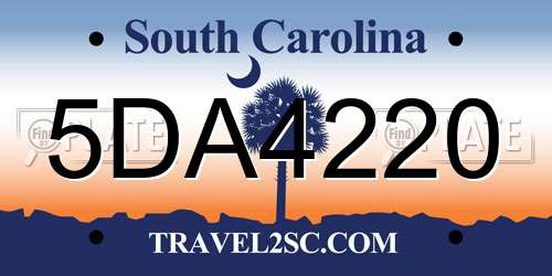 5DA4220 South Carolina License Plate