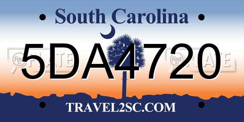 5DA4720 South Carolina License Plate