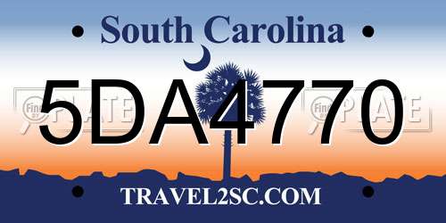 5DA4770 South Carolina License Plate