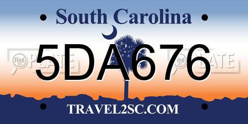 5DA676 South Carolina License Plate