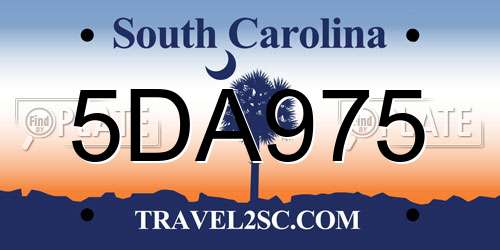 5DA975 South Carolina License Plate