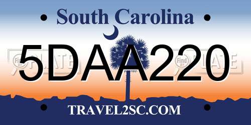 5DAA220 South Carolina License Plate