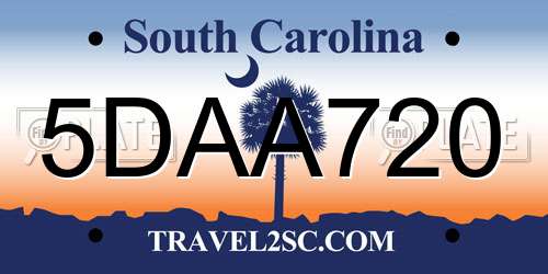 5DAA720 South Carolina License Plate