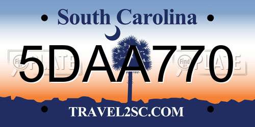 5DAA770 South Carolina License Plate