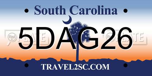 5DAG26 South Carolina License Plate