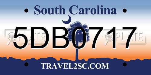 5DB0717 South Carolina License Plate