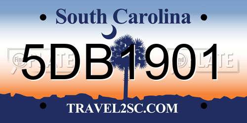 5DB1901 South Carolina License Plate
