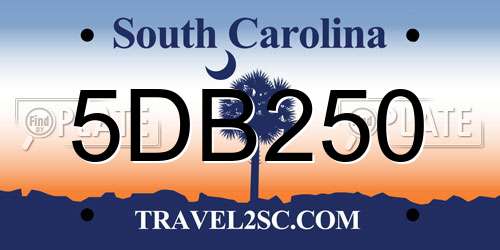 5DB250 South Carolina License Plate