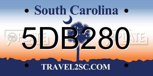 5DB280 South Carolina License Plate