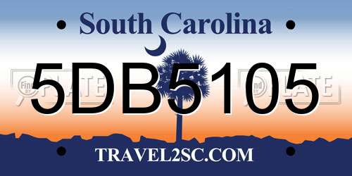 5DB5105 South Carolina License Plate
