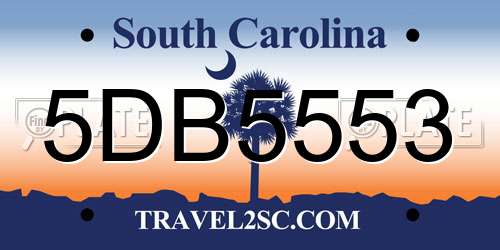 5DB5553 South Carolina License Plate