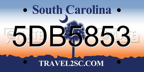 5DB5853 South Carolina License Plate