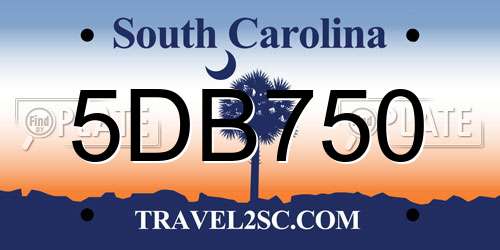 5DB750 South Carolina License Plate