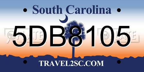5DB8105 South Carolina License Plate